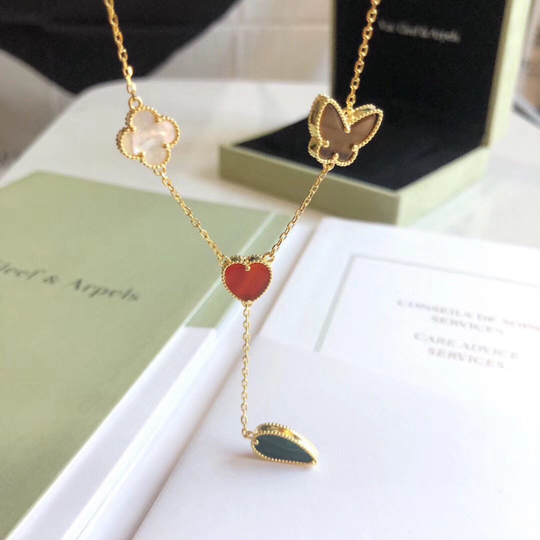 [Kismet Jewels ]LUCKY SPRING 4 MOTIFS ROSE GOLD NECKLACE