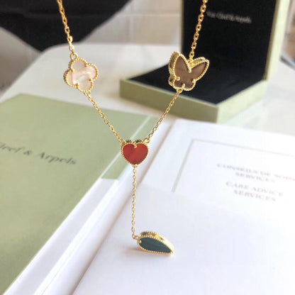 [Kismet Jewels ]LUCKY SPRING 4 MOTIFS ROSE GOLD NECKLACE