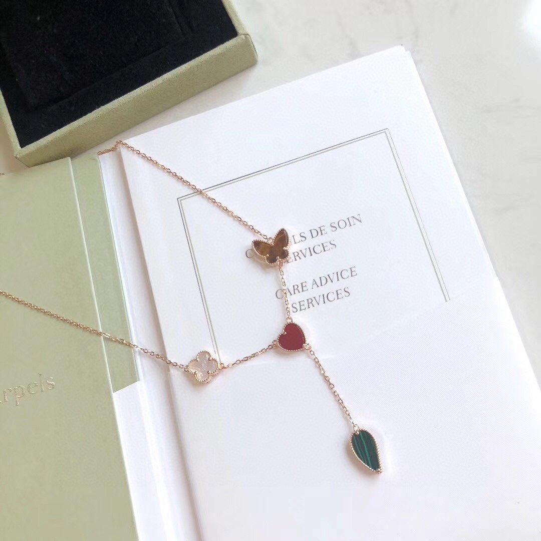 [Kismet Jewels ]LUCKY SPRING 4 MOTIFS ROSE GOLD NECKLACE