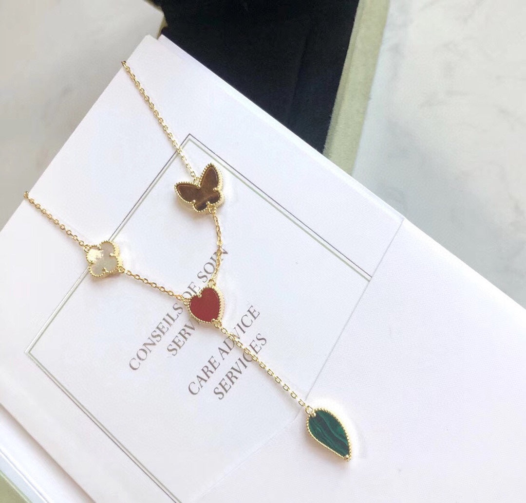 [Kismet Jewels ]LUCKY SPRING 4 MOTIFS ROSE GOLD NECKLACE