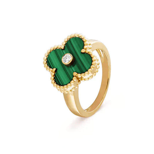 [Kismet Jewels ]CLOVER MALACHITE RING GOLD DIAMOND