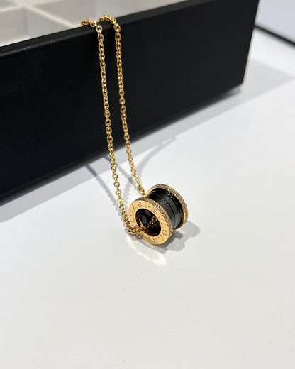 [Kismet Jewels ]ZERO 1 BLACK CERAMIC DIAMOND PINK GOLD NECKLACE