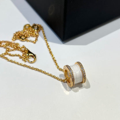 [Kismet Jewels ]ZERO 1 WHITE CERAMIC DIAMOND PINK GOLD NECKLACE