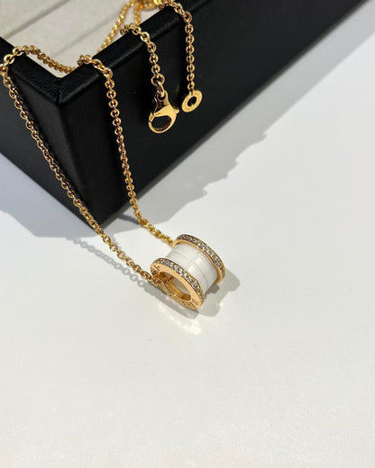 [Kismet Jewels ]ZERO 1 WHITE CERAMIC DIAMOND PINK GOLD NECKLACE